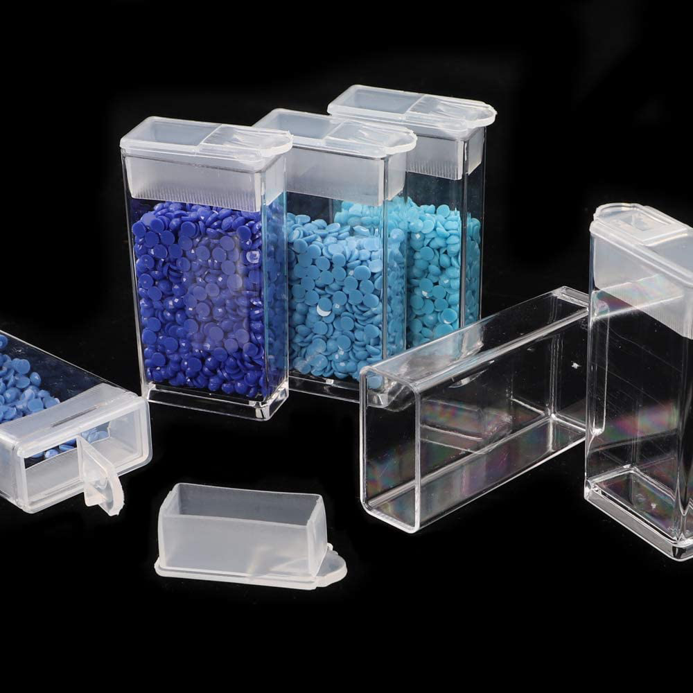Diamond Painting Box Storage Containers Diamond Art DIY Accessories with Funnel Plate 200pcs Label Stickers for Beads Seeds Crafts