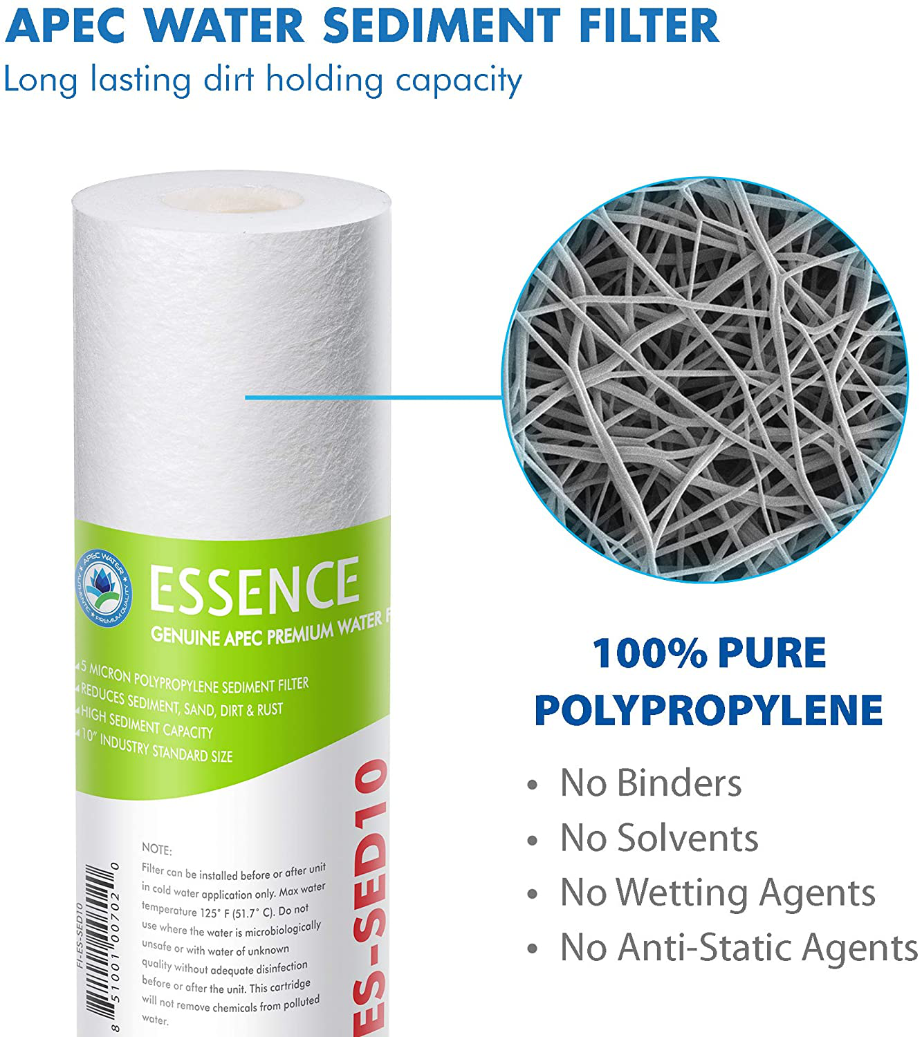 APEC Water Systems FILTER-SET-ESPH High Capacity Replacement Filter Set For Essence Series Alkaline Reverse Osmosis Water Filter System Stage 1-3&6