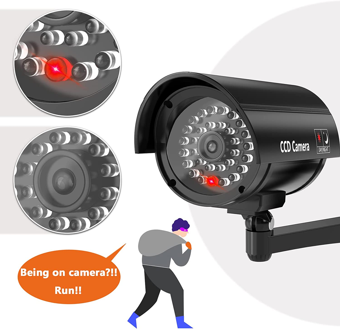 4-pack Bullet Dummy Fake Surveillance Security CCTV Dome Camera Indoor/Outdoor with Flashing LED Light