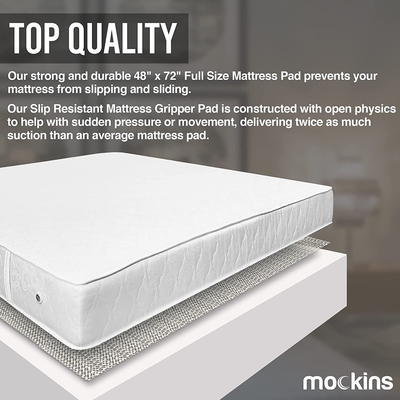 Mockins Full Size 48" x 72" Slip Resistant Mattress Pad | Prevents Mattress & Topper from Slipping & Sliding | Strong & Durable Gripper Pad | Multi-Purpose & Customizable…