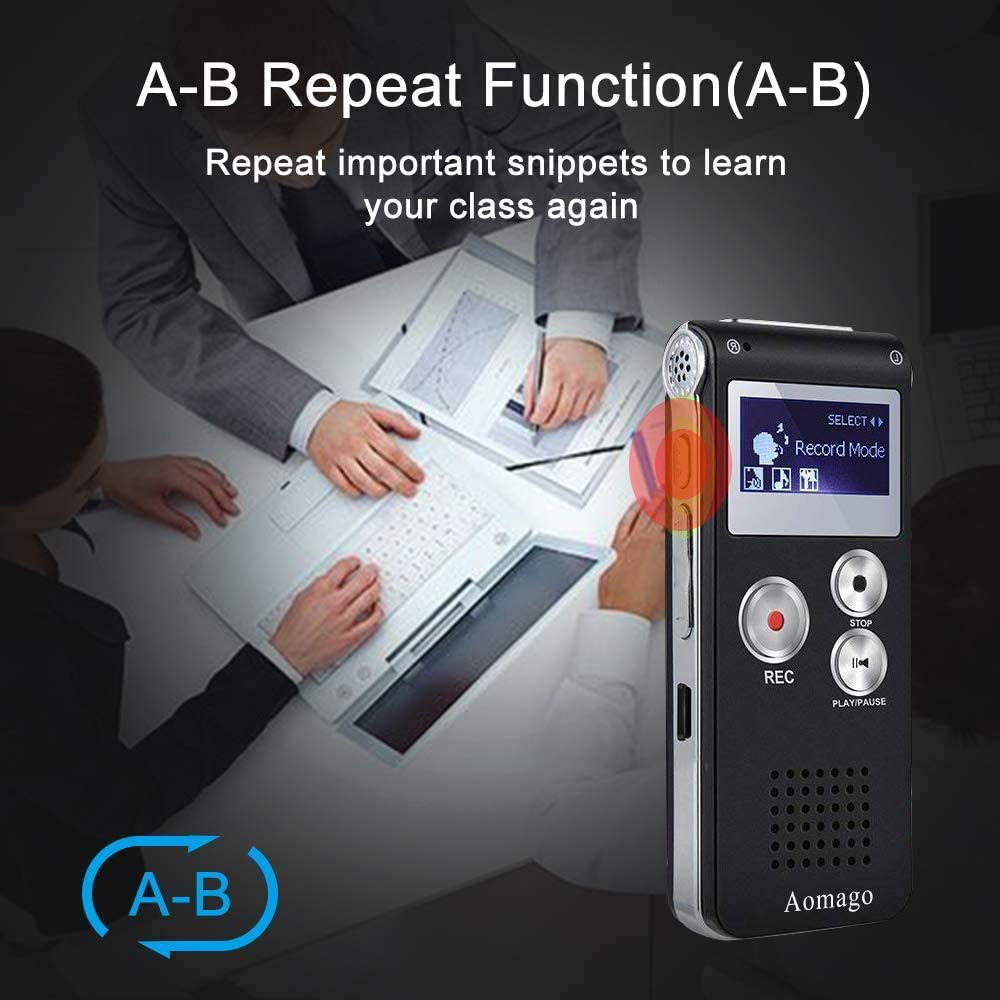 Digital Voice Recorder Voice Activated Recorder for Lectures, Meetings, Interviews Aomago 8GB Audio Recorder Mini Portable Tape Dictaphone with Playback, USB, MP3