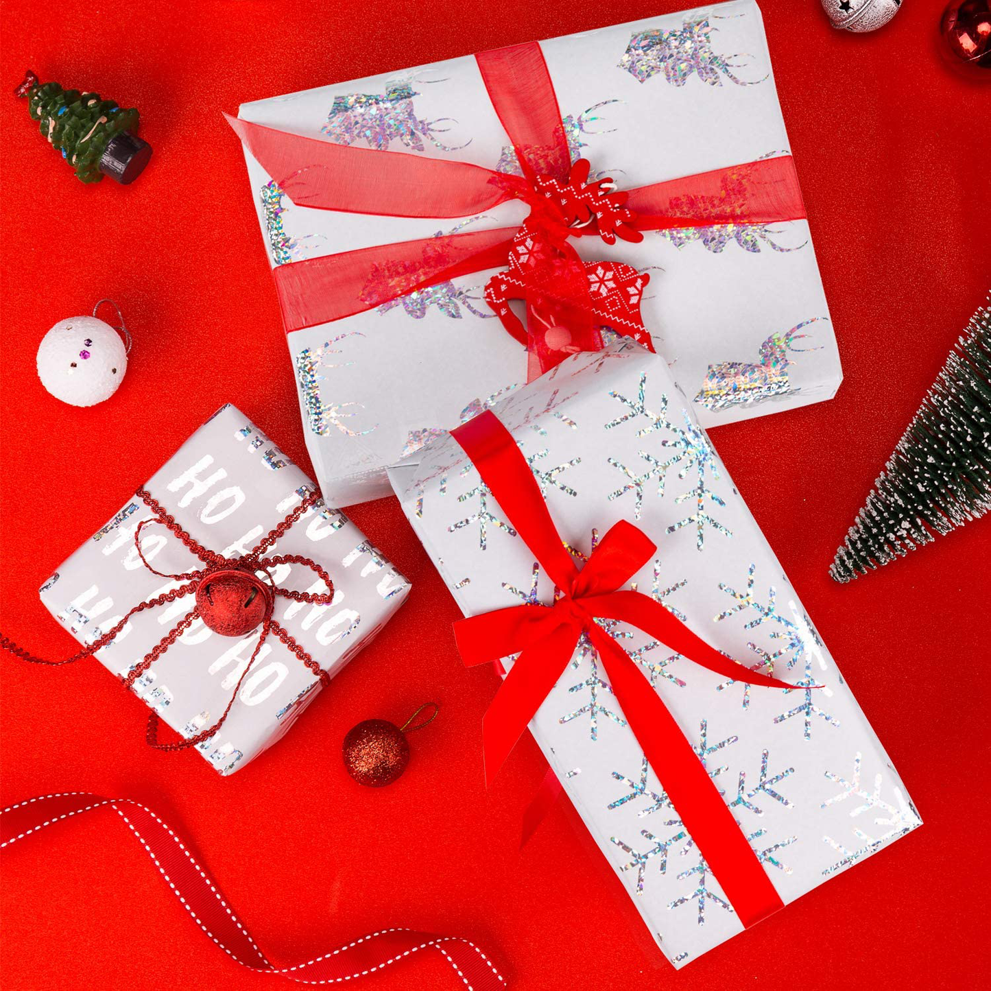 RUSPEPA Christmas Wrapping Paper Perfect for Christmas-4 Roll-30Inch X 10Feet per Roll