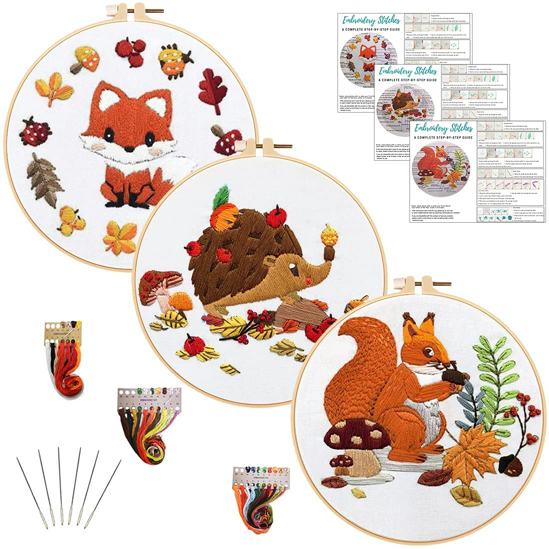 Louise Maelys Embroidery Kit for Beginners with 3 Embroidery Hoops Cross Stitch Needlepoint Kit Funny Starter Kit
