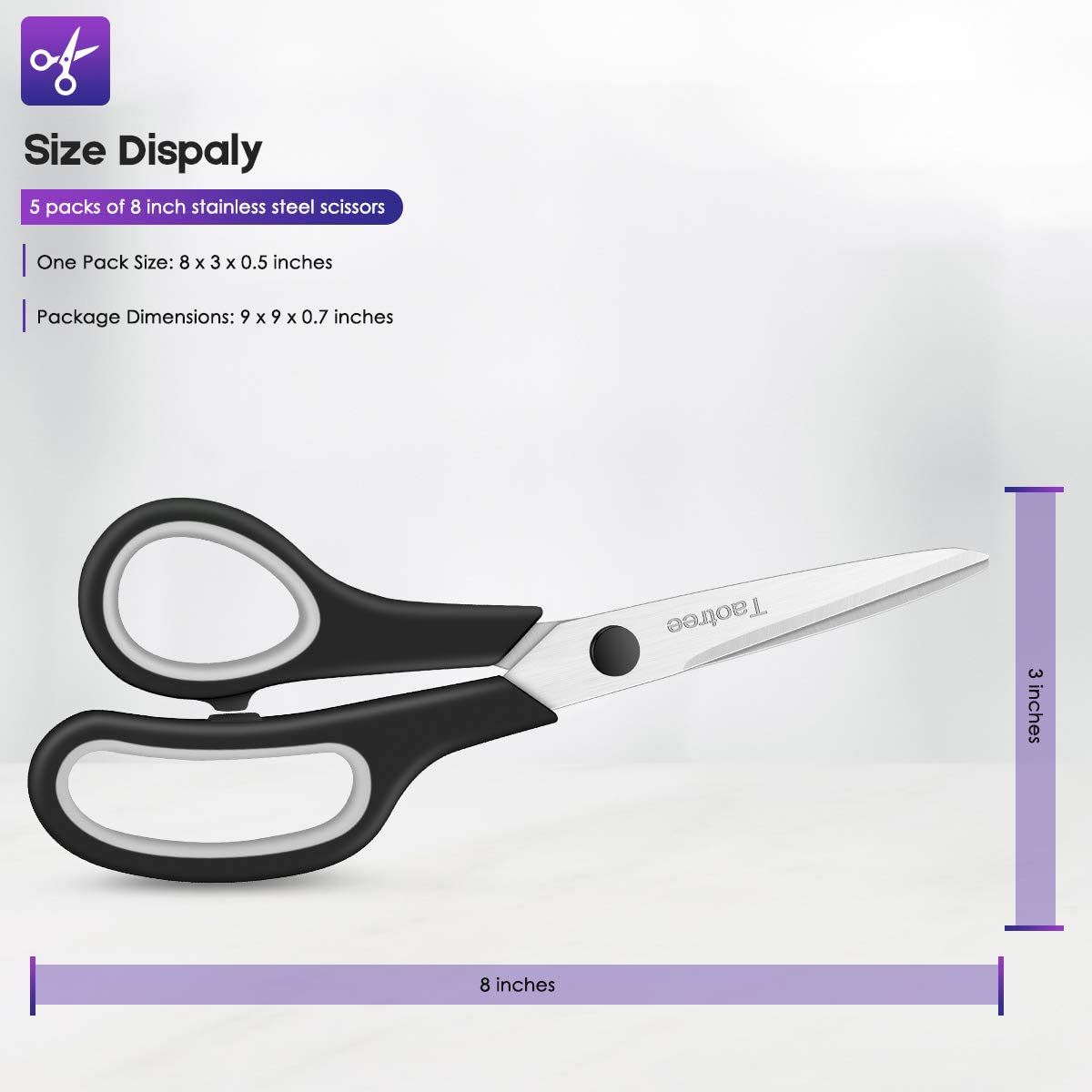 Scissors, Taotree 8" Multipurpose Scissor Bulk Pack Stainless Steel Sharp Scissors for Office Home General Use