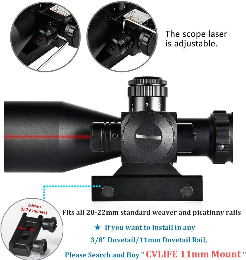 CVLIFE 2.5-10x40e Red & Green Illuminated Scope with 20mm Mount