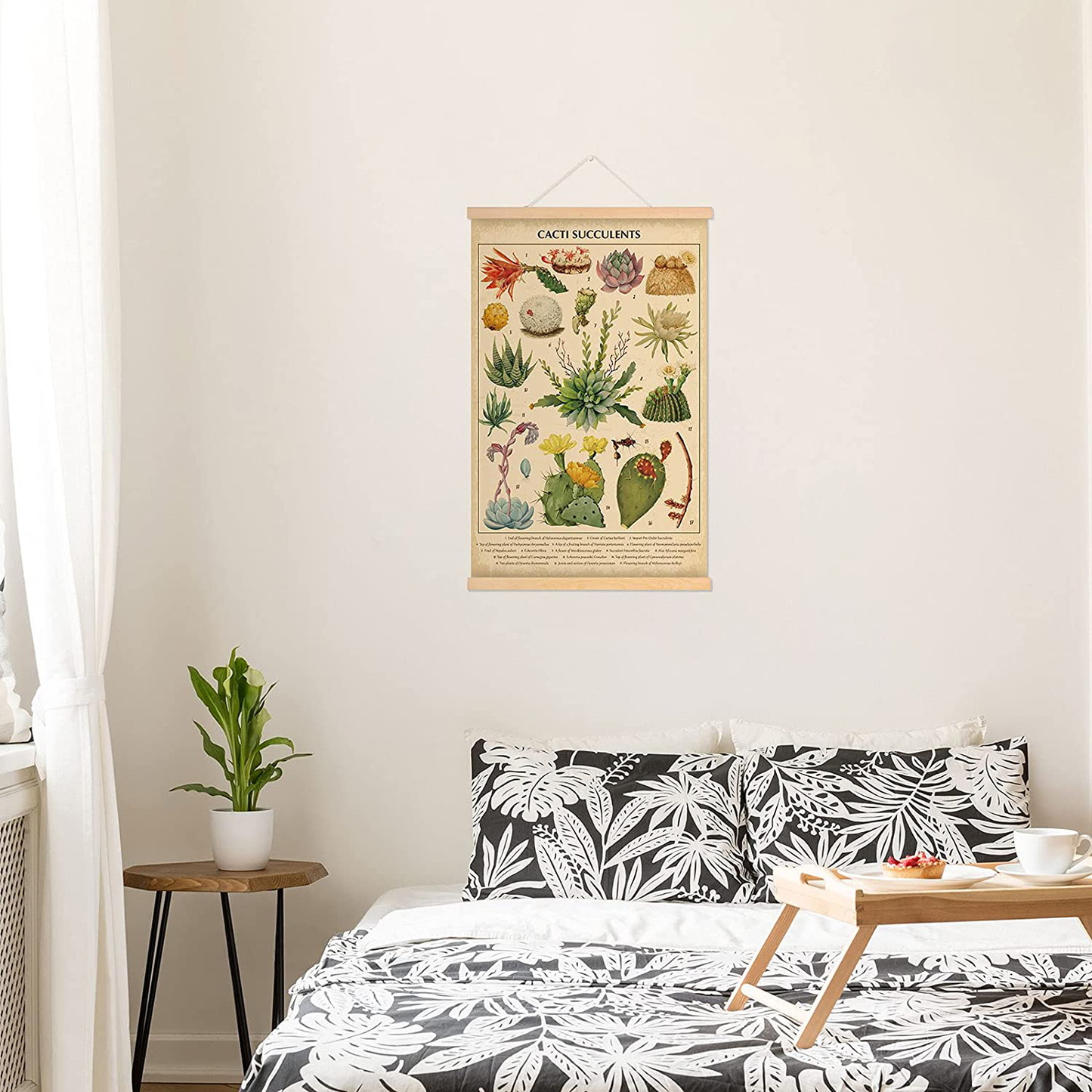 Vintage Cacti Succulents Poster Cactus Wall Art Prints Rustic Cactus Hanging Wall Decor Hanging Canvas Frame Wall Poster for Living Room Office Classroom Bedroom Dining Room Decor, 15.7 x 23.6 Inch