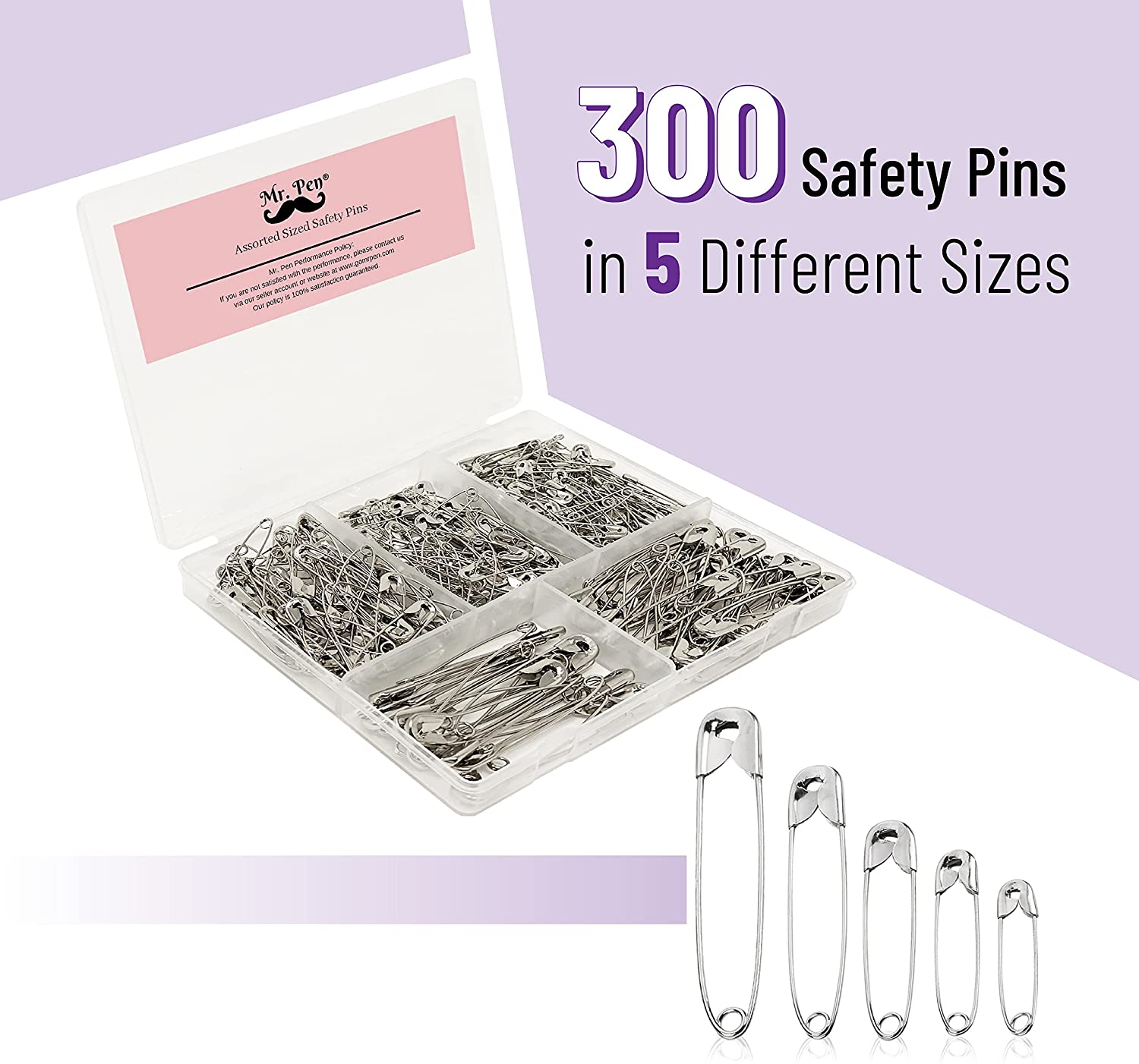Mr. Pen- Safety Pins, Safety Pins Assorted, 300 Pack, Assorted Safety Pins, Safety Pin, Small Safety Pins, Safety Pins Bulk, Large Safety Pins, Safety Pins for Clothes