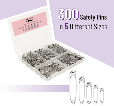 Mr. Pen- Safety Pins, Safety Pins Assorted, 300 Pack, Assorted Safety Pins, Safety Pin, Small Safety Pins, Safety Pins Bulk, Large Safety Pins, Safety Pins for Clothes