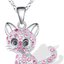 Lanqueen Kitty Cat Pendant Necklace Jewelry for Women Girls Cat Lover Gifts Daughter Loved Necklace 18+2.4 Inch Chain