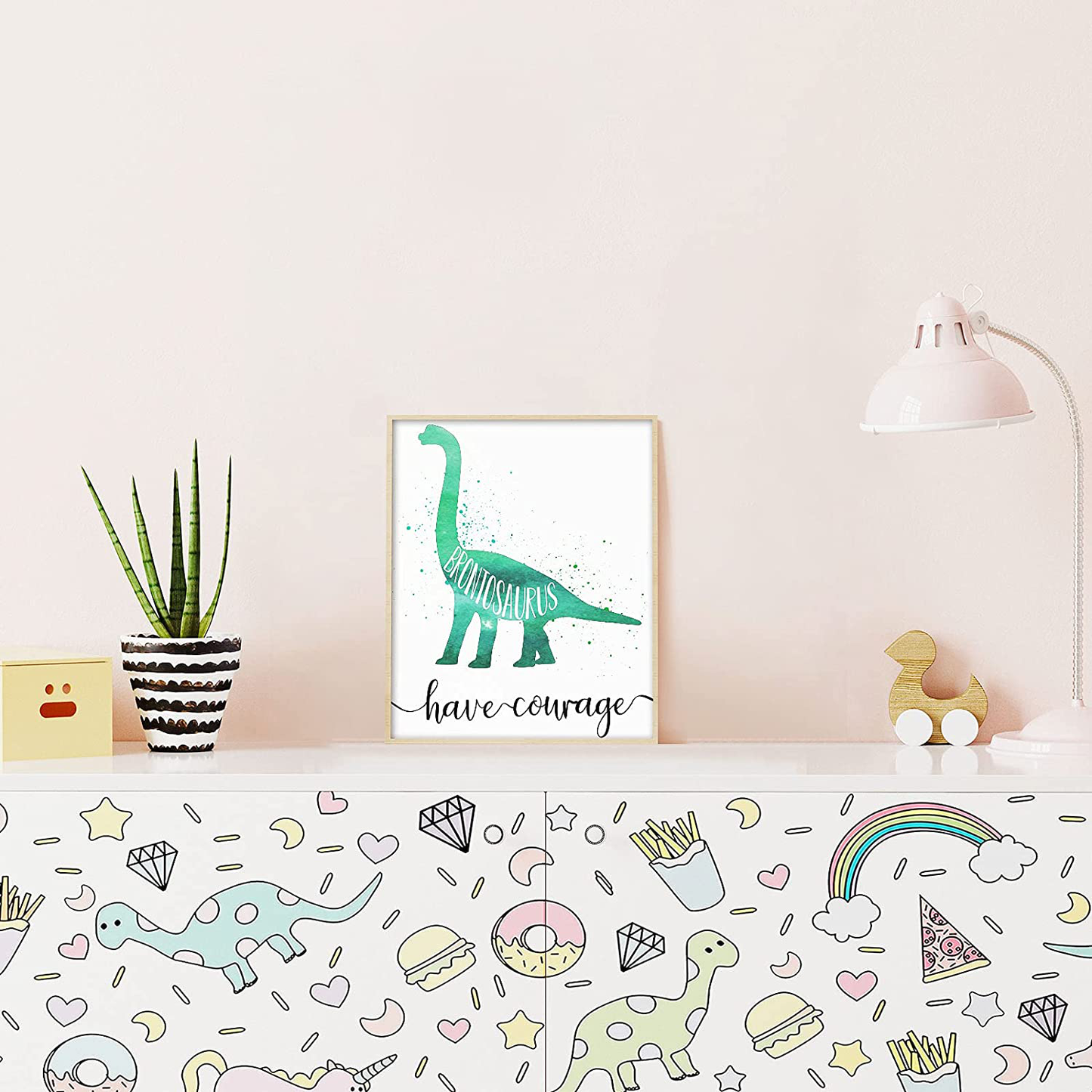 Zonon 9 Pieces Dinosaur Boy Room Decor Dinosaur Watercolor Poster Wall Art Prints Dinosaur Motivational Words Inspirational Quotes Wall Decals for Nursery Classroom Kids Room Decoration Unframed