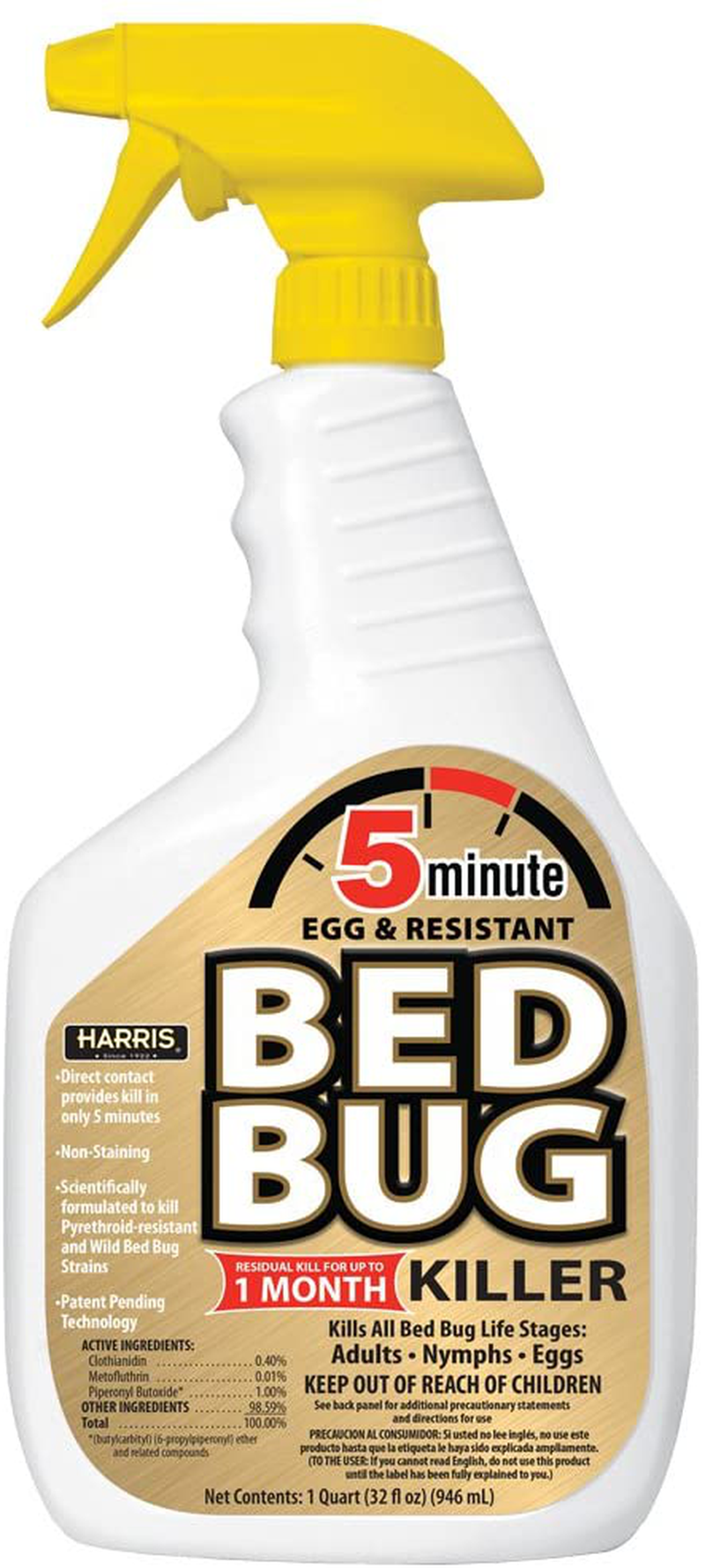 HARRIS 5 Minute Bed Bug Killer, Odorless and Non Staining Formula (32oz)