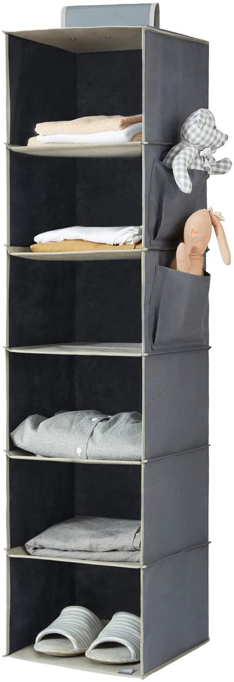 YOUDENOVA Hanging Closet Organizer, 6-Shelf Closet Hanging Storage Shelves, Grey