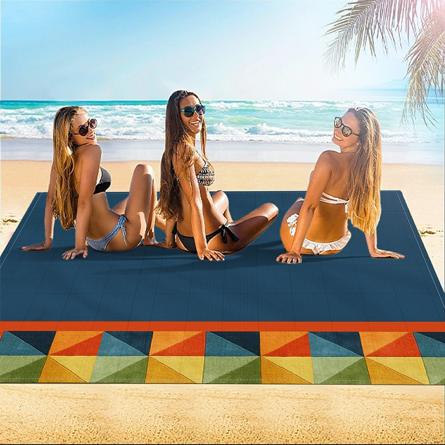 Beach Blanket Sandproof Waterproof Picnic Blankets Oversized Beach Sand Free Foldable Beach Mat for Beach Picnic Camping 79"X79"