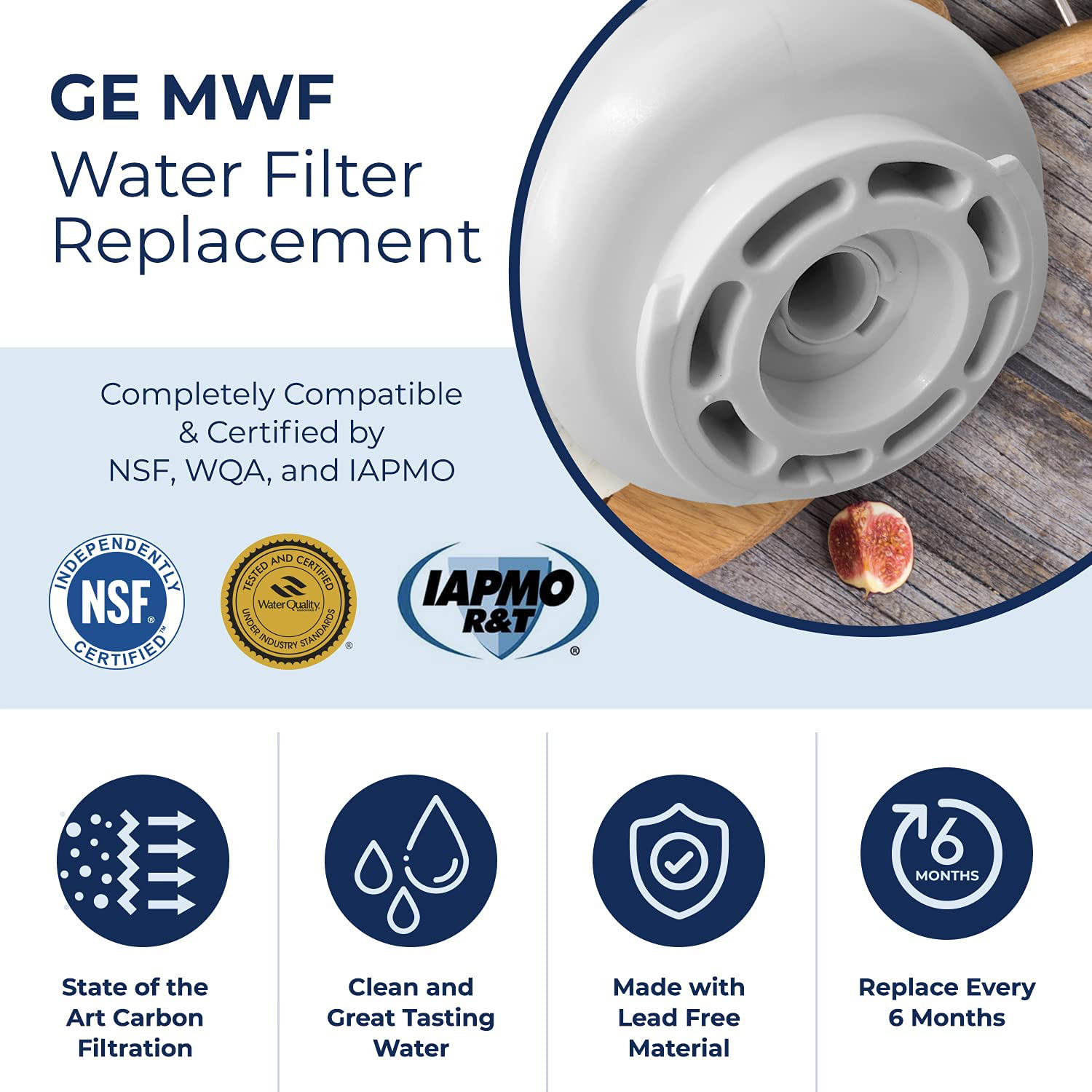 Pureline MWF Water Filter Replacement. Compatible with GE MWF And MWFP, MWFA, MWFAP, MWFINT, GWF, GWFA, HWF, HWFA, HDX FMG-1, Smartwater, WFC1201, GSE25GSHECSS, 197D6321P006 (3 Pack)
