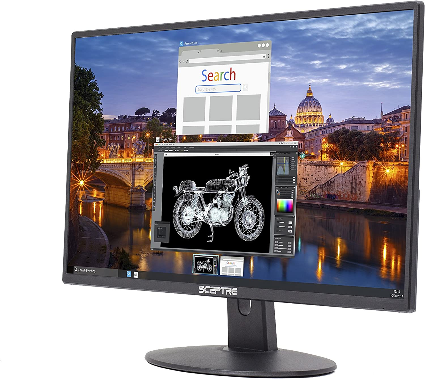 Sceptre E225W 22" Ultra Thin 75Hz 1080P LED Monitor 2X HDMI VGA Build-In Speakers, Metallic Black