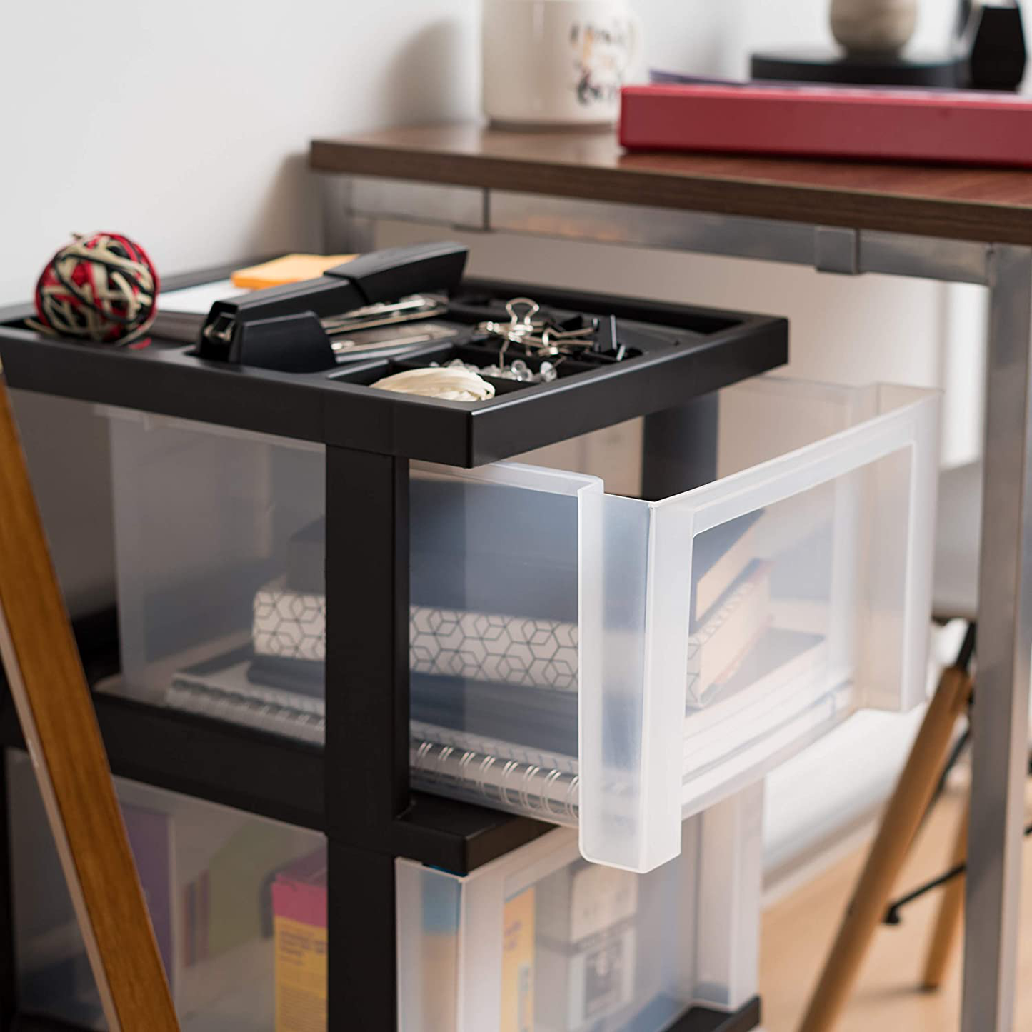 IRIS USA MC Plastic Storage Drawer, Rolling Cart with Organizer Top