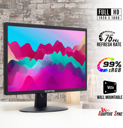 Sceptre New 22 Inch FHD LED Monitor 75Hz 2X HDMI VGA Build-In Speakers, Machine Black (E22 Series)