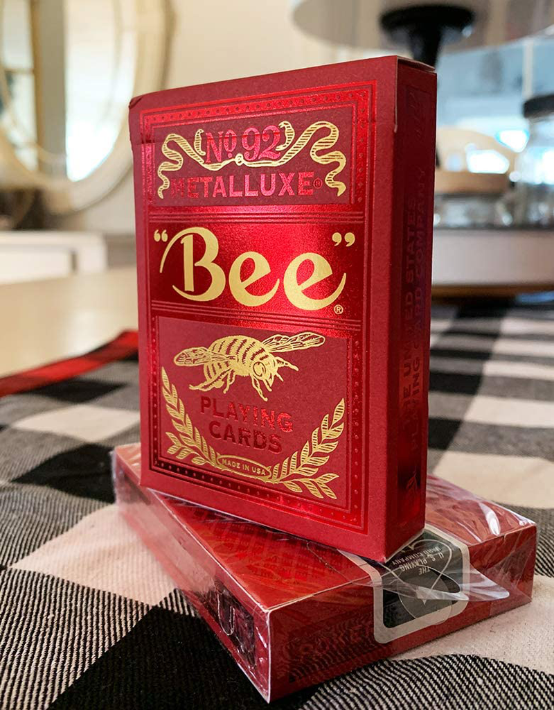 Bee Metalluxe Playing Cards - Red Foil Diamond Back, Standard Index