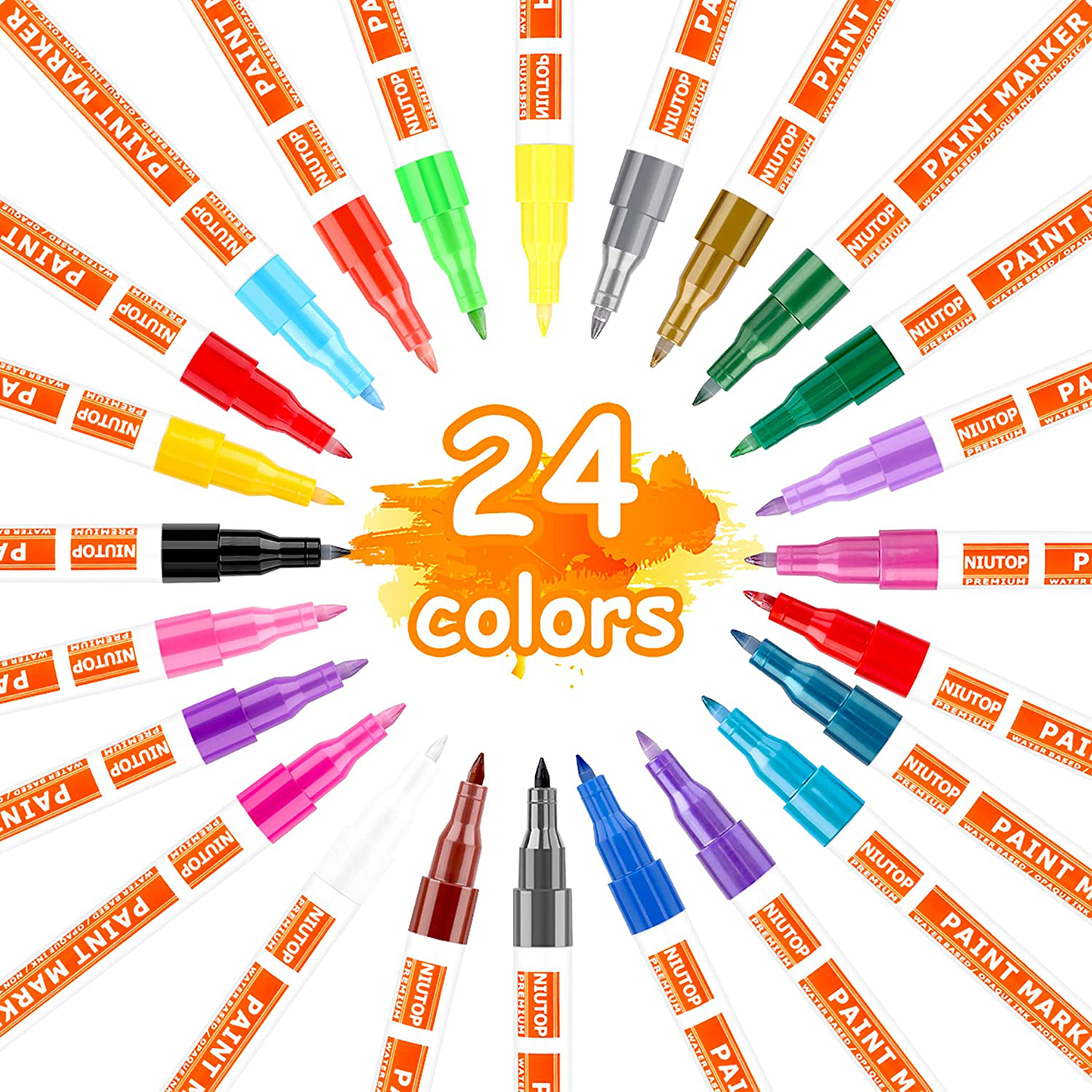 Acrylic Paint Pens for Rock Painting, 24 Vibrant Colors Paint Markers Kit for Glass, Stone, Wood, Fabric, Metal, Ceramic, Craft Supplies, Extra Fine Tip, Water Based, Great for DIY Crafts Making Painting Ornaments Supplies