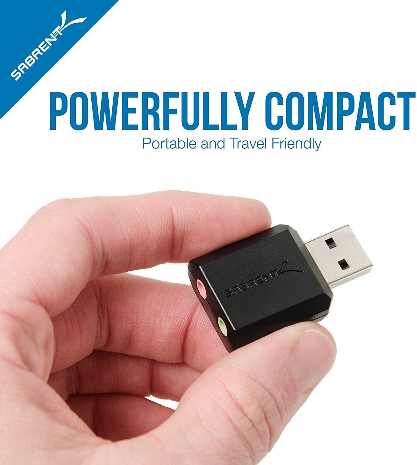 Sabrent USB External Stereo Sound Adapter for Windows and Mac. Plug and Play No Drivers Needed.