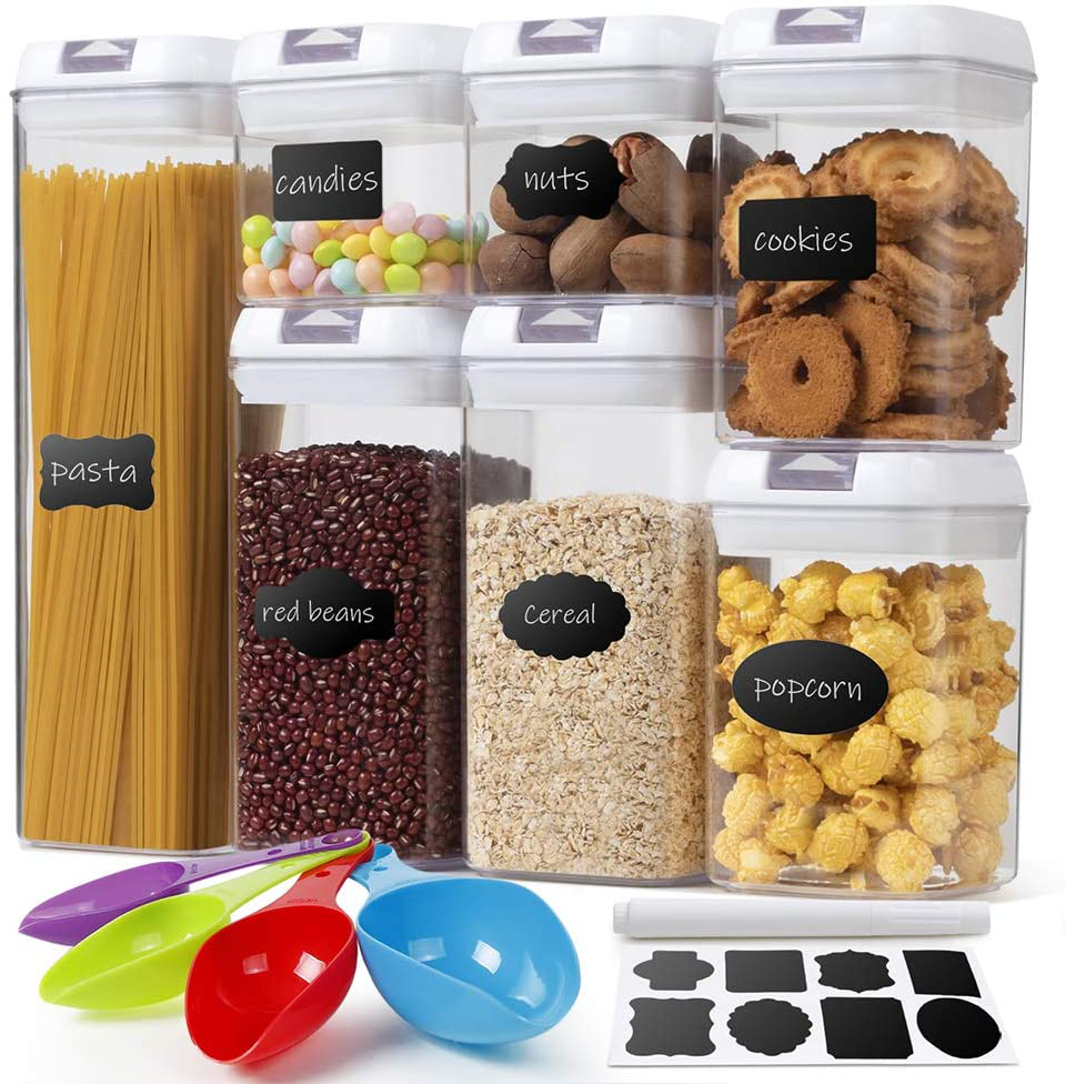 HOMESTO Airtight Food Storage Container Set - BPA-Free - Kitchen Pantry Organization for Flour, Cereal with Improved Lids (7 Piece)