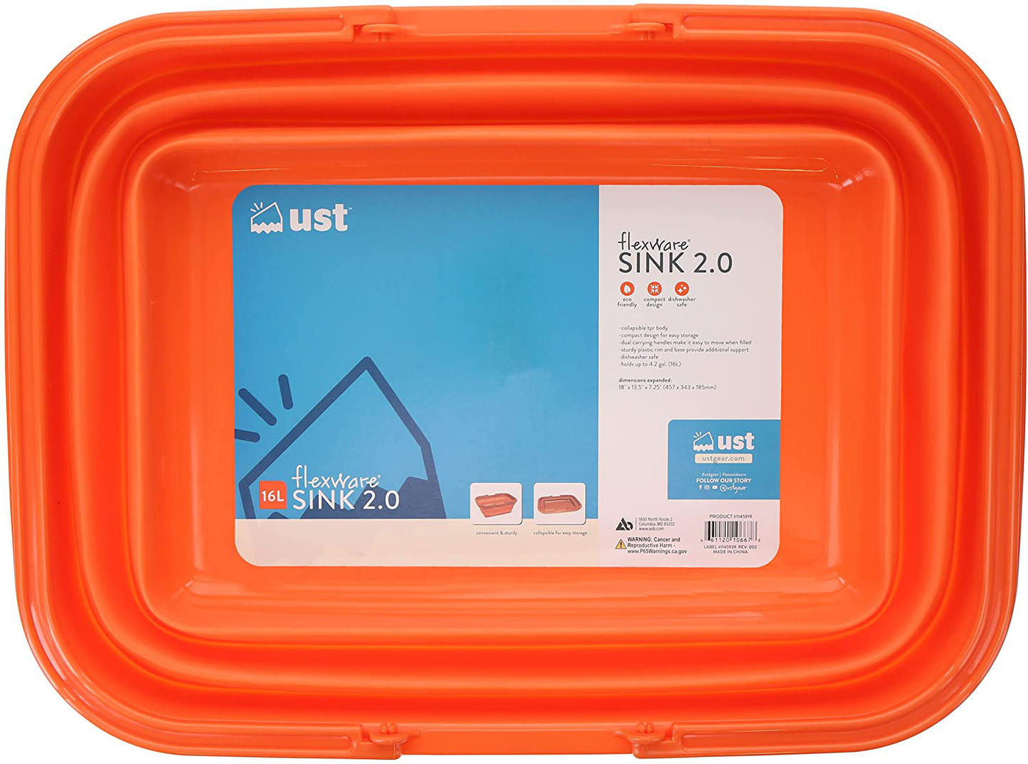 UST Flexware Collapsible Sink 2.0 with 4.23 Gal Wash Basin for Washing Dishes and Person during Camping, Hiking and Home