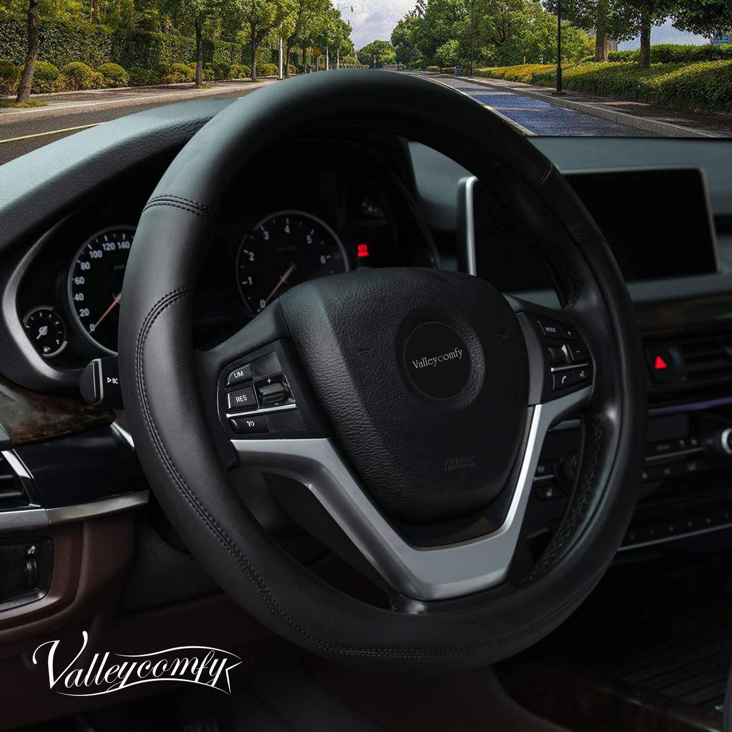 Valleycomfy Microfiber Leather Steering Wheel Covers