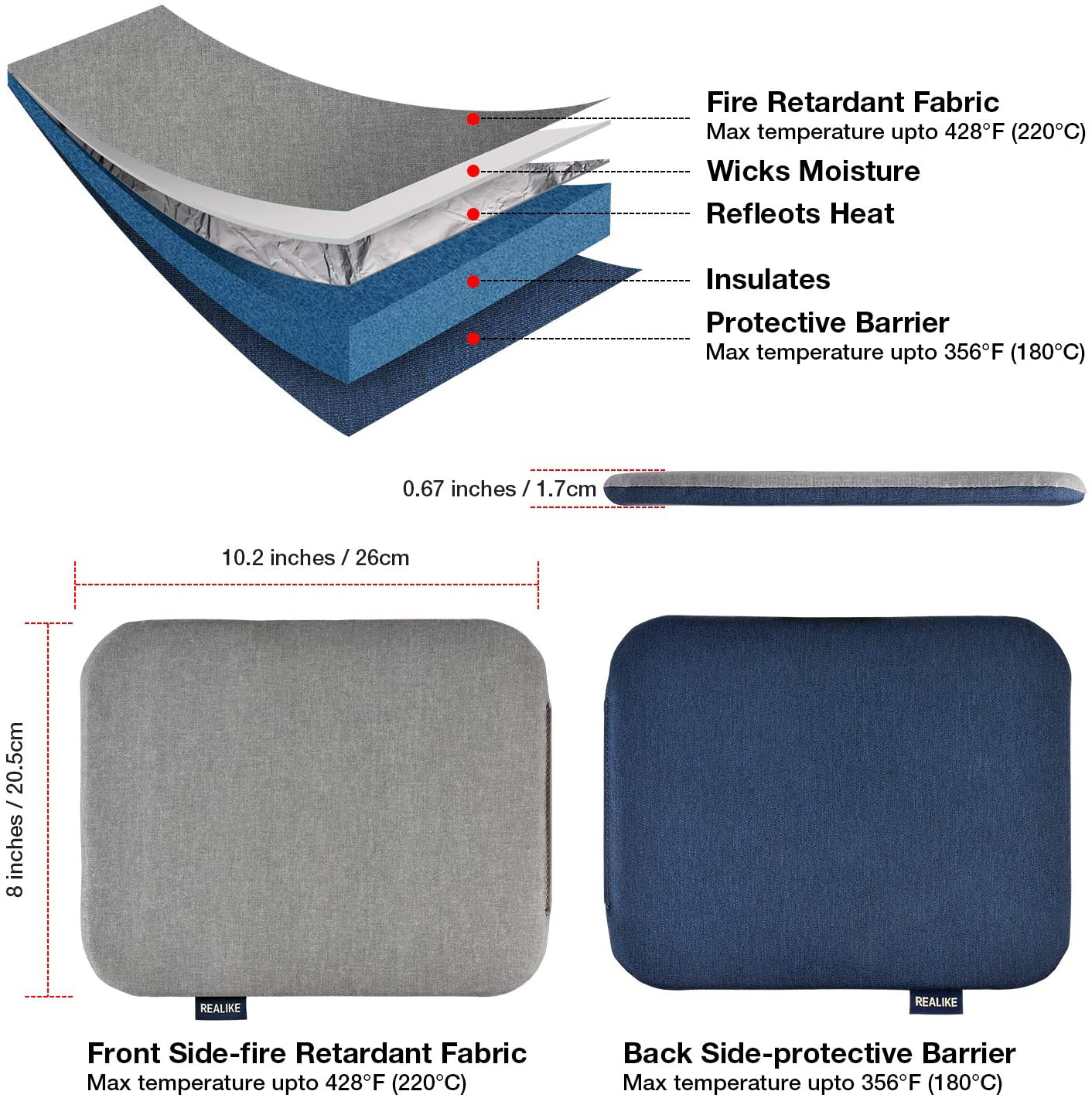 REALIKE Heat Press Mat for Cricut EasyPress Machines Easy Press Mat for HTV Craft Vinyl Ironing Insulation Transfer Projects