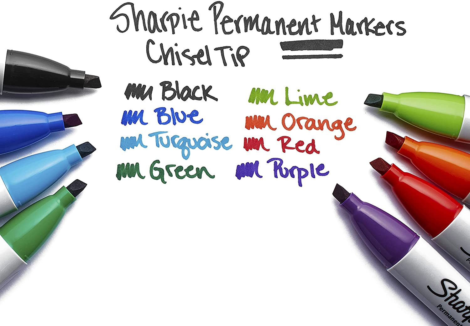Sharpie 38264PP Permanent Markers, Chisel Tip, Black, 4 Count