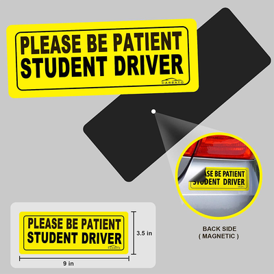 CARBATO Student Driver Magnet Safety Sign Vehicle Bumper Magnet - Car Vehicle Reflective Sign Sticker Bumper for New Drivers - Set of 3