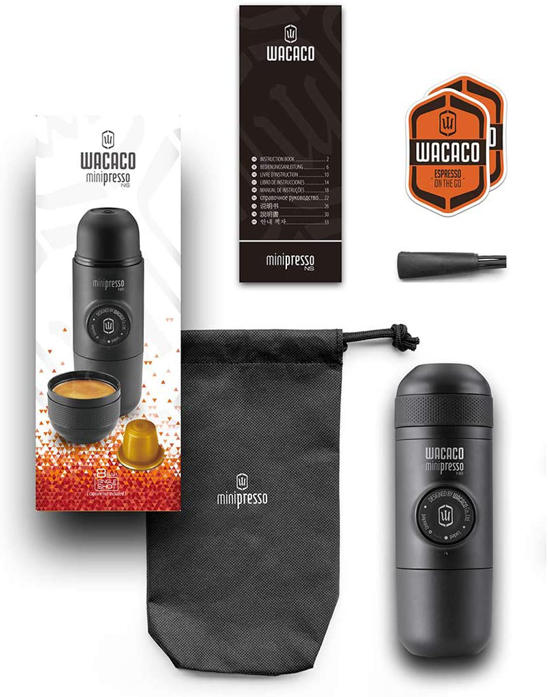 Wacaco Minipresso NS, Portable Espresso Machine, Compatible Nespresso Original Capsules and Compatibles, Hand Coffee Maker, Travel Gadgets, Manually Operated, Perfect for Camping