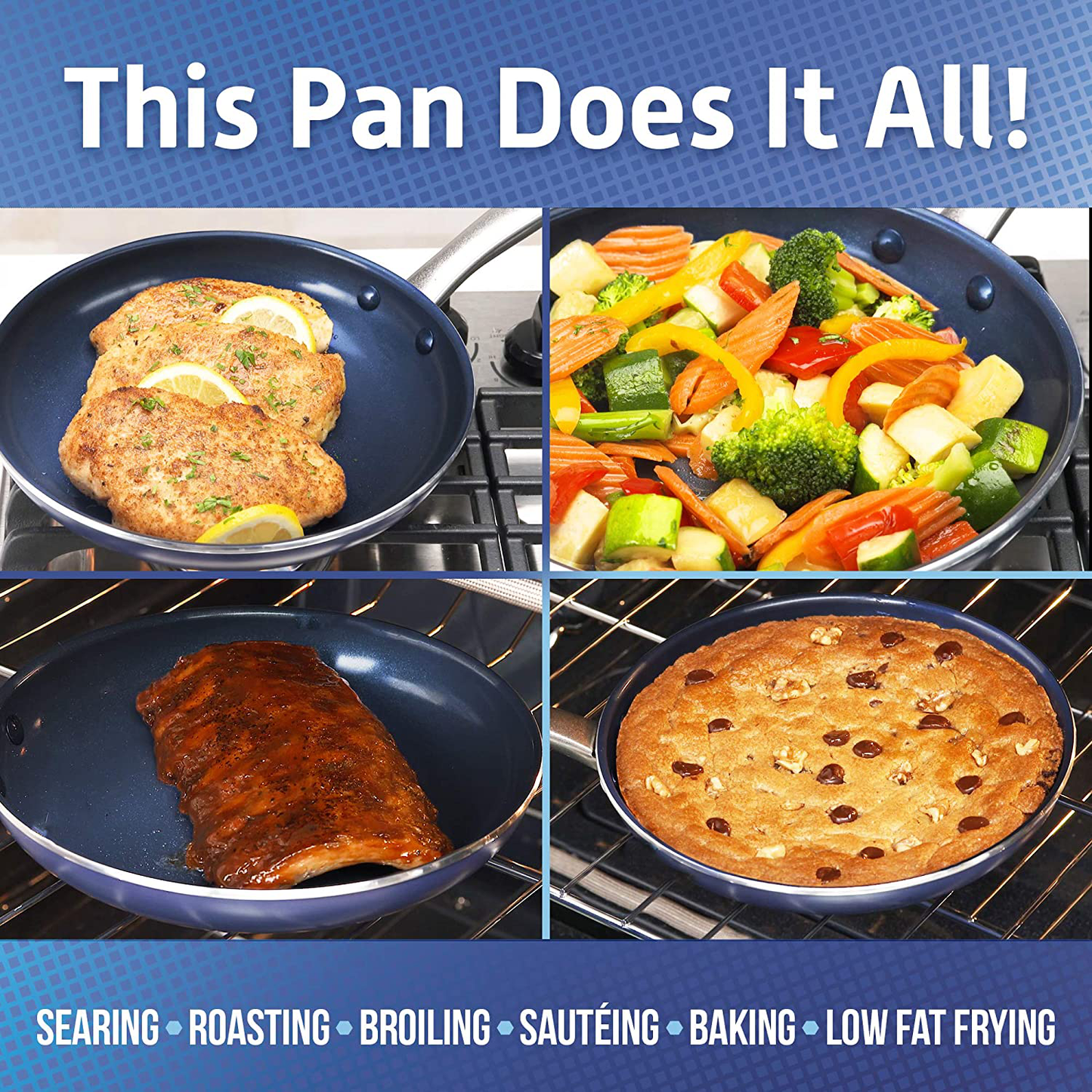 Blue Diamond Cookware Pan 9.5''& 11'', Frying Set, 11"