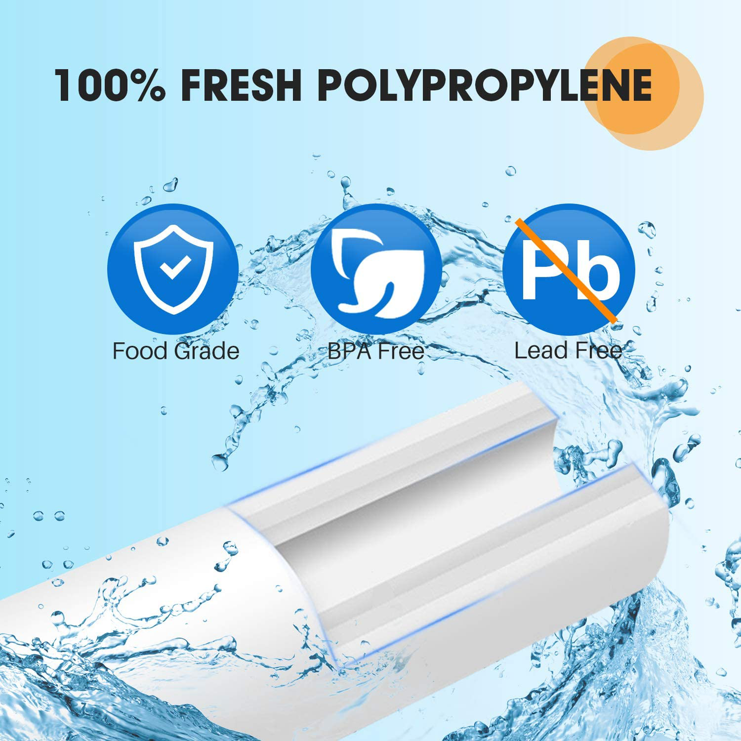 PUREPLUS 5 Micron 10" x 2.5" Whole House Sediment Home Water Filter Cartridge Replacement for Any 10 inch RO Unit, Culligan P5, Aqua-Pure AP110, Dupont WFPFC5002, CFS110, WHKF-GD05, PP10-05, 4Pack