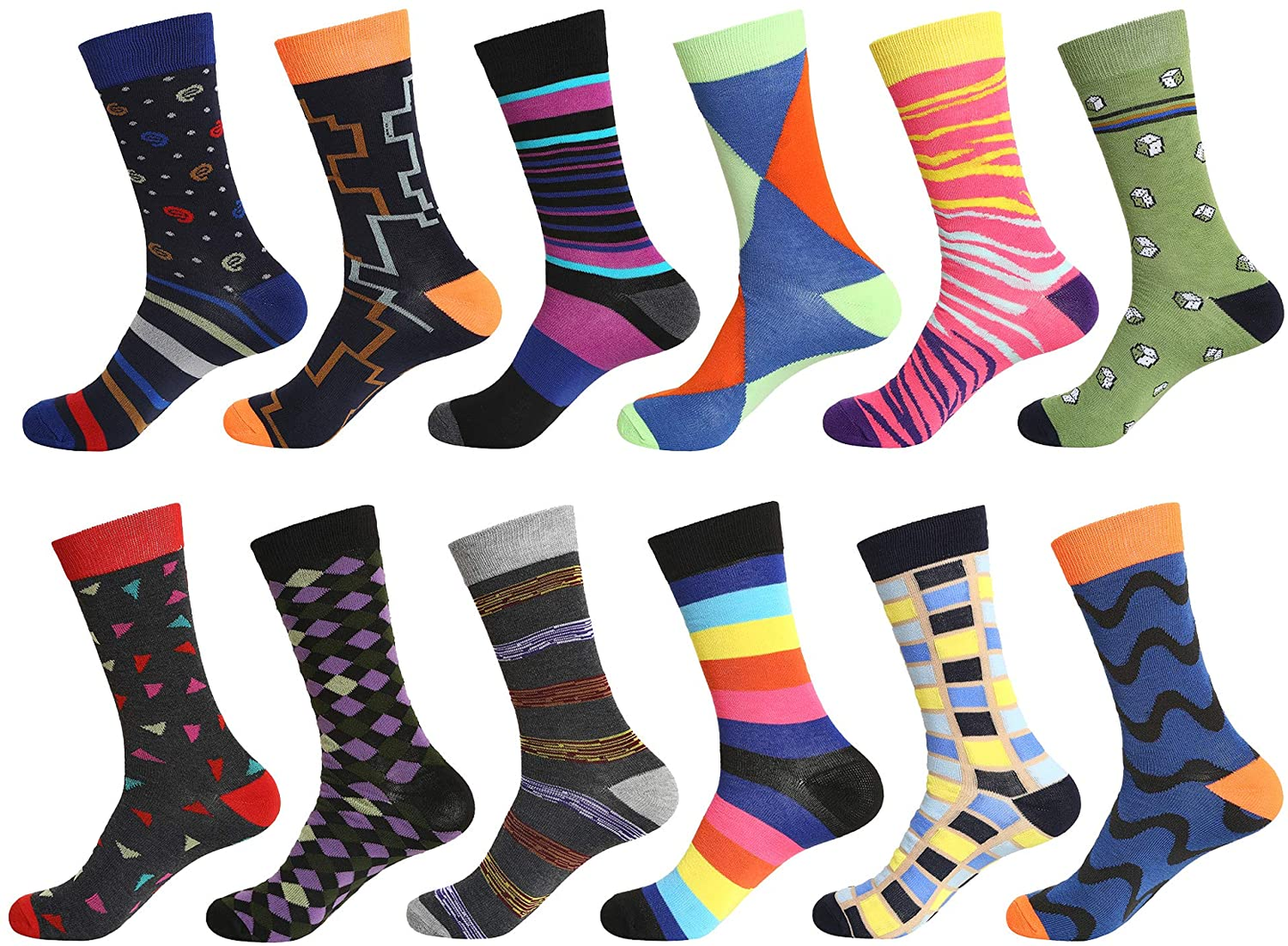 12 Pairs Men Crew Dress Socks