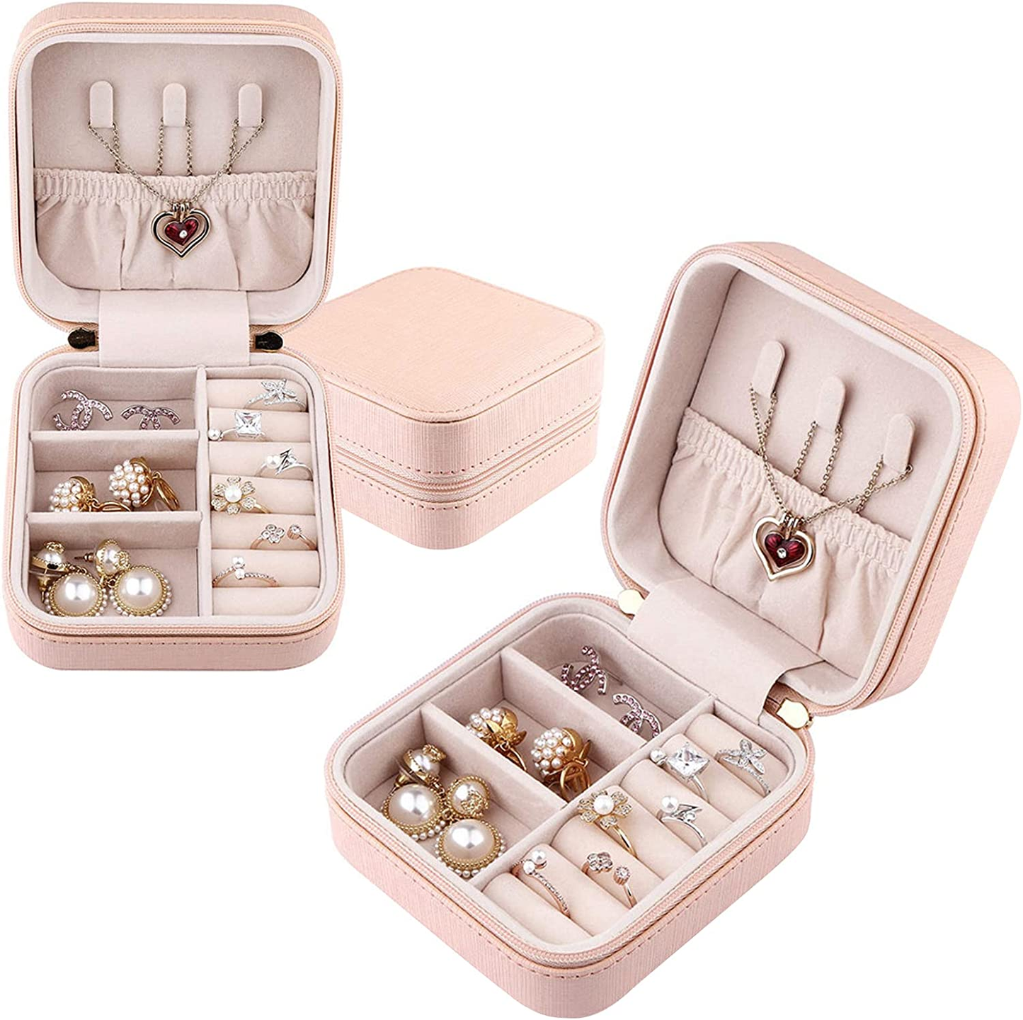 Small Portable Travel Jewelry Box Organizer Display Storage Bag Portable Travel Storage Box for Storage Rings Earrings Necklace (Light Blue)