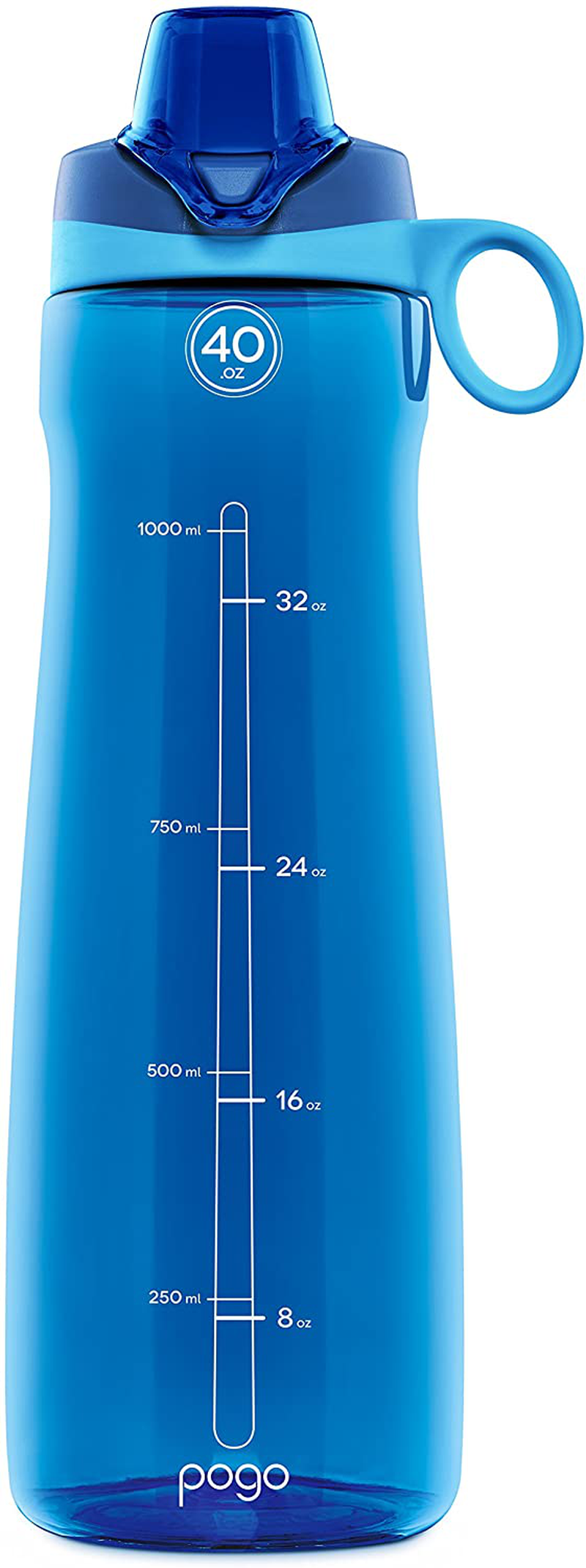 Pogo BPA-Free Plastic Water Bottle with Chug Lid, Teal, 40 oz