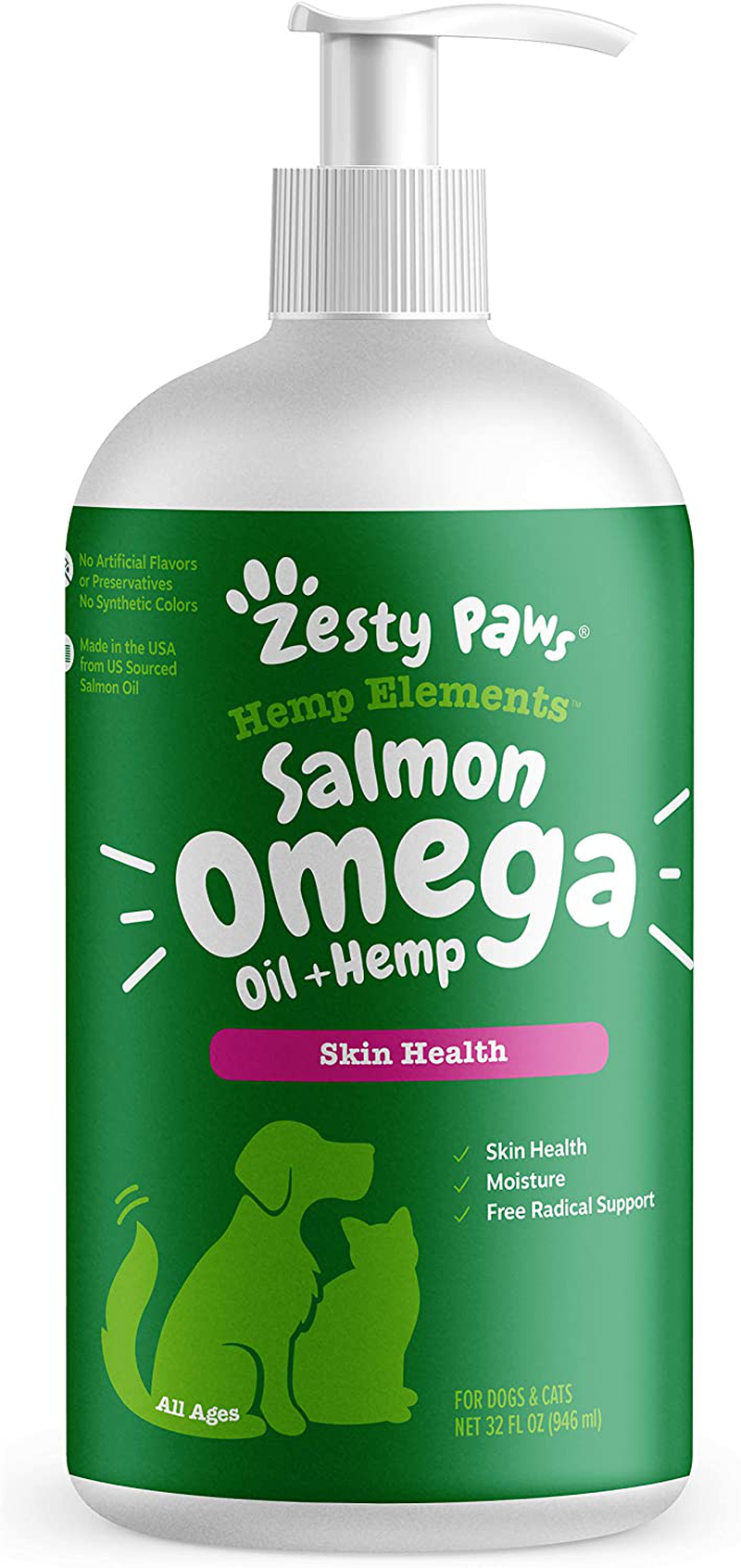 Zesty Paws Pure Wild Alaskan Salmon Oil for Dogs and Cats Supports Joint Function Immune Heart Health Omega 3 Liquid Food Supplement