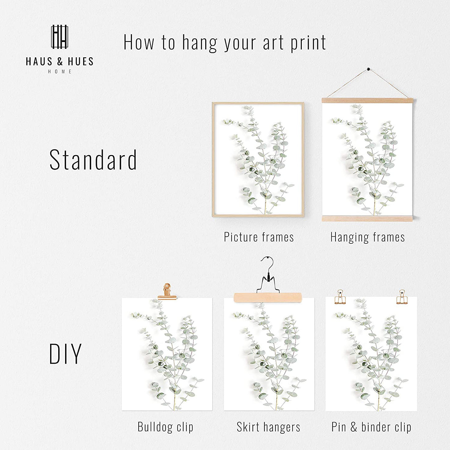 Haus and Hues Botanical Plant Wall Art Prints - Set of 4 Plant Wall Decor Prints Floral Kitchen Flower Leaves Wall Art Boho Leaf Eucalyptus (UNFRAMED) (8x10)