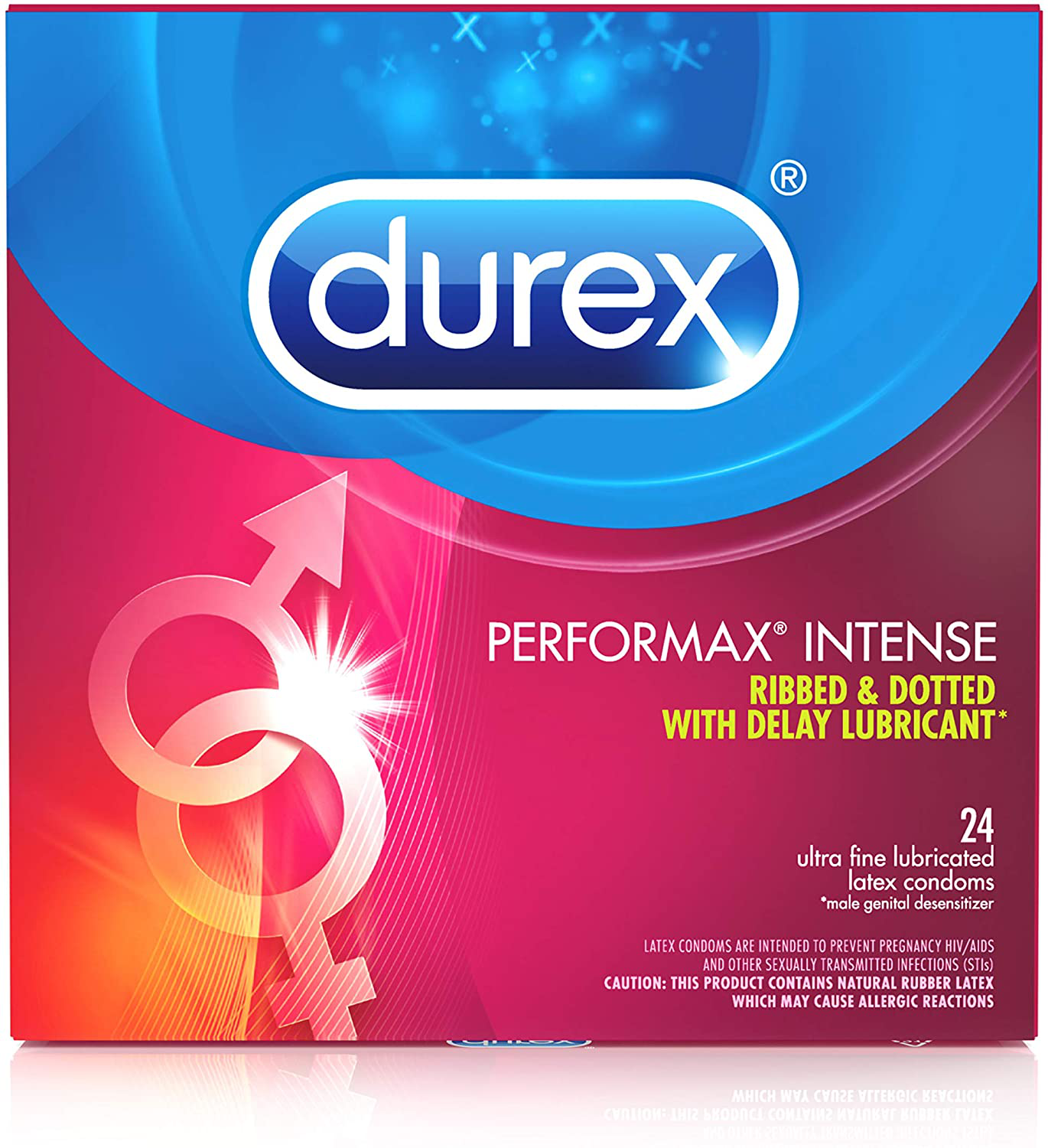 Durex Performax Intense Natural Rubber Latex Condoms, Contains Desensitizing Lube for Men, FSA & HSA Eligible