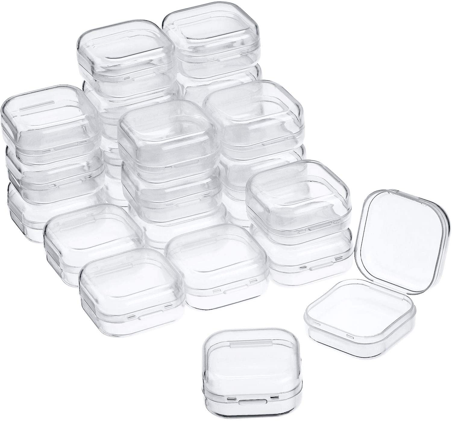 24 Packs Small Clear Plastic Beads Storage Containers Box with Hinged Lid for Storage of Small Items, Crafts, Jewelry, Hardware
