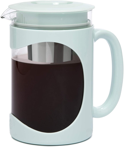 Primula Burke Deluxe Cold Brew Iced Coffee Maker, Comfort Grip Handle, Durable Glass Carafe, Removable Mesh Filter, Perfect 6 Cup Size, Dishwasher Safe, 1.6 Qt, White