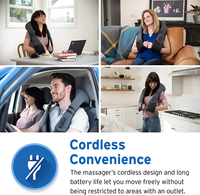 Etekcity Cordless Neck Back Massager with Heat, Christmas Gifts for Men Women Dad Mom, Birthday Gifts, Shiatsu Kneading Massage Pillow for Neck Back Shoulder Pain Relief, Home Car Chair Office Use