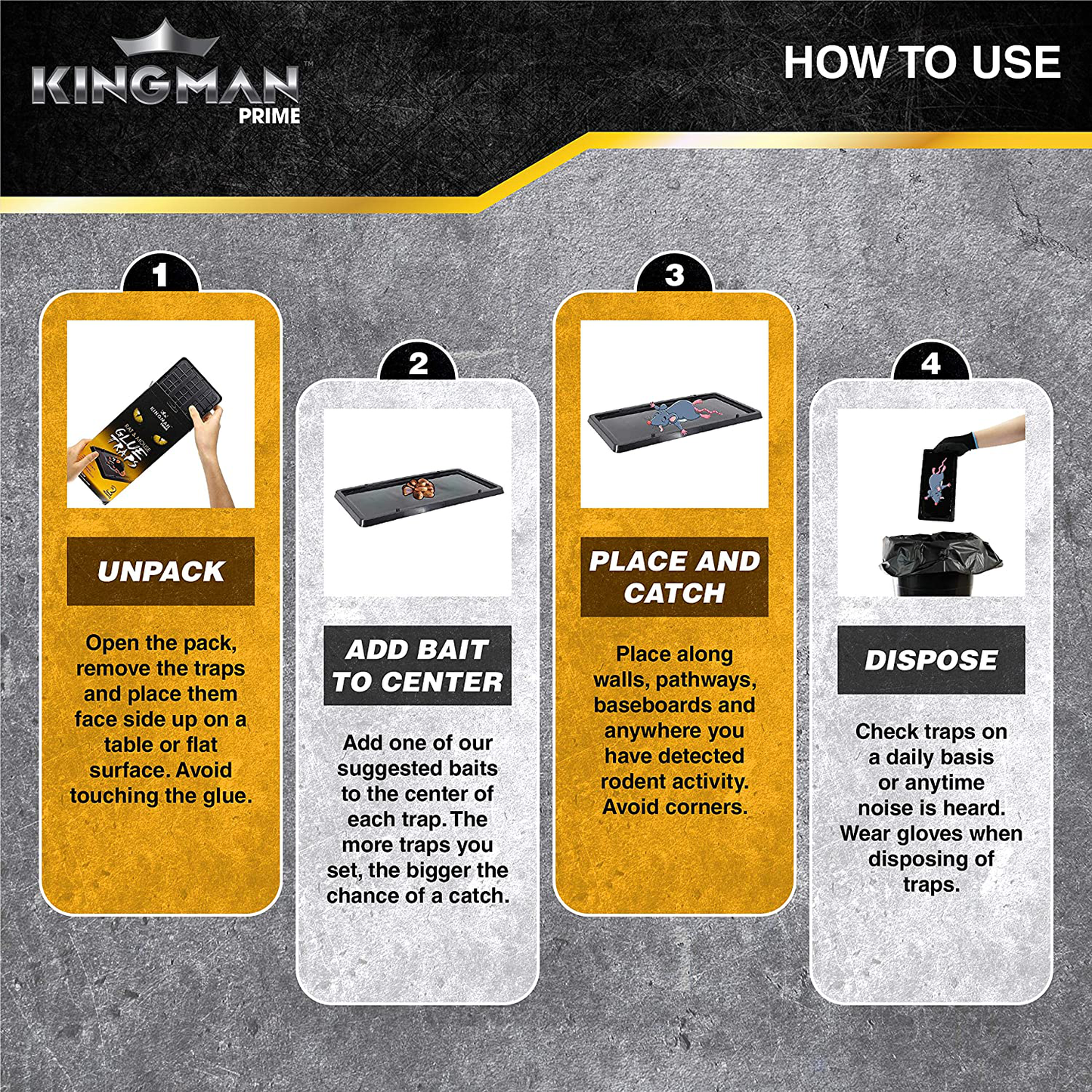 KINGMAN PRIME Mouse Trap Rat Trap Glue Trap/Board (Large Size) (2 Pack / 4 Traps) Rodent Trap Safe Easy Non-Toxic