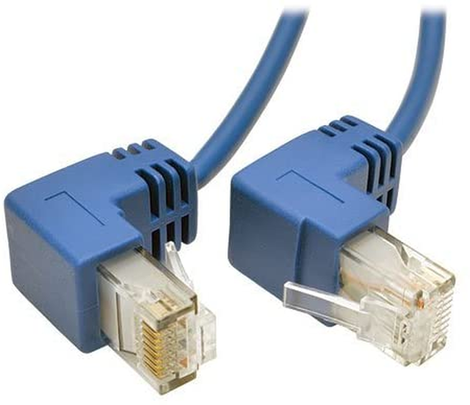 Tripp Lite Cat6 Gigabit Snagless Molded Slim UTP Patch Cable, 1 Ft. Right Angle, RJ45 M/M 1' (N201-SR1-BL)