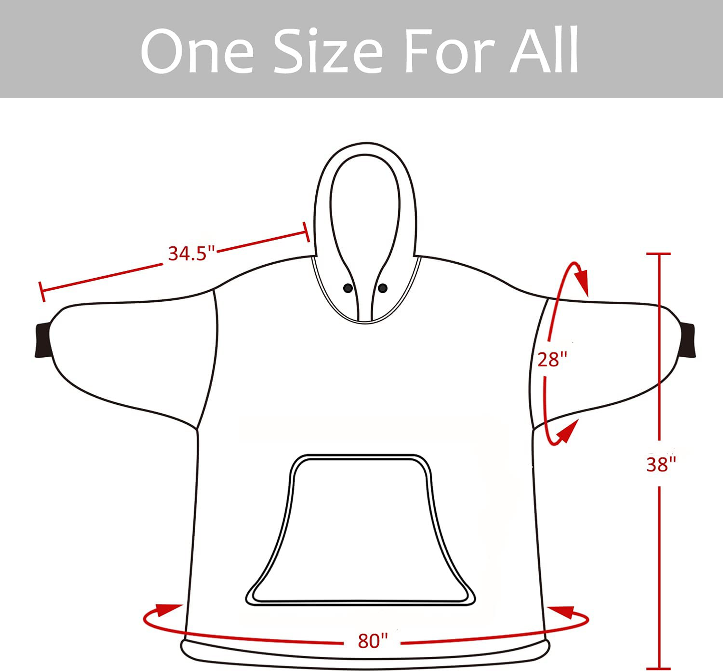 Catalonia Oversized Wearable Blanket Hoodie Sweatshirt, Comfortable Sherpa Lounging Pullover for Adults Men Women Teenagers Wife Girlfriend