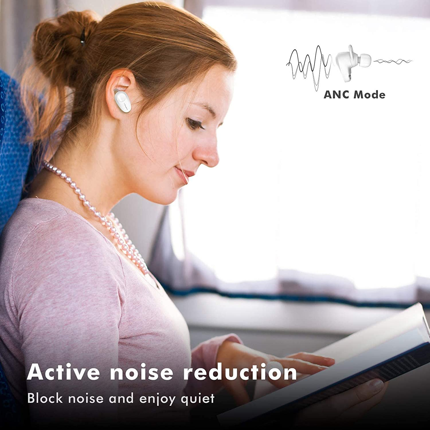 S5 Active Noise Cancelling Earbuds,Wireless ANC Bluetooth 5.1 Earphones with 50 Hours’ Playtime Hifi Stereo Deep Bass and Touch Control for Sports,Travel