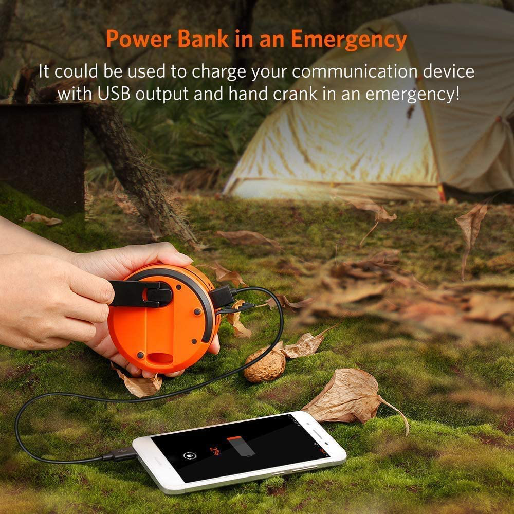 Thorfire LED Camping Lantern Lights Hand Crank USB Rechargeable Lanterns Collapsible Mini Flashlight Emergency Torch Night Light Tent Lamp for Camping Hiking Tent Garden Patio - Cl01(Orange)