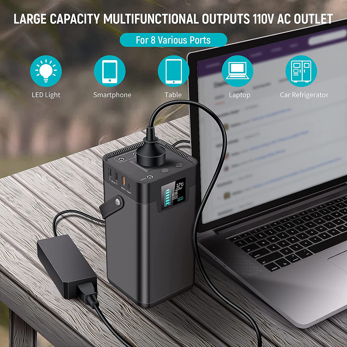 Portable Power Station 250W KOYOT Solar Generator 54600mAh (Solar Panel Not Included)Portable Battery With 110V AC Outlet/3 DC Ports/4 USB Ports For CPAP Outdoor Advanture Load Trip Camping Emergency