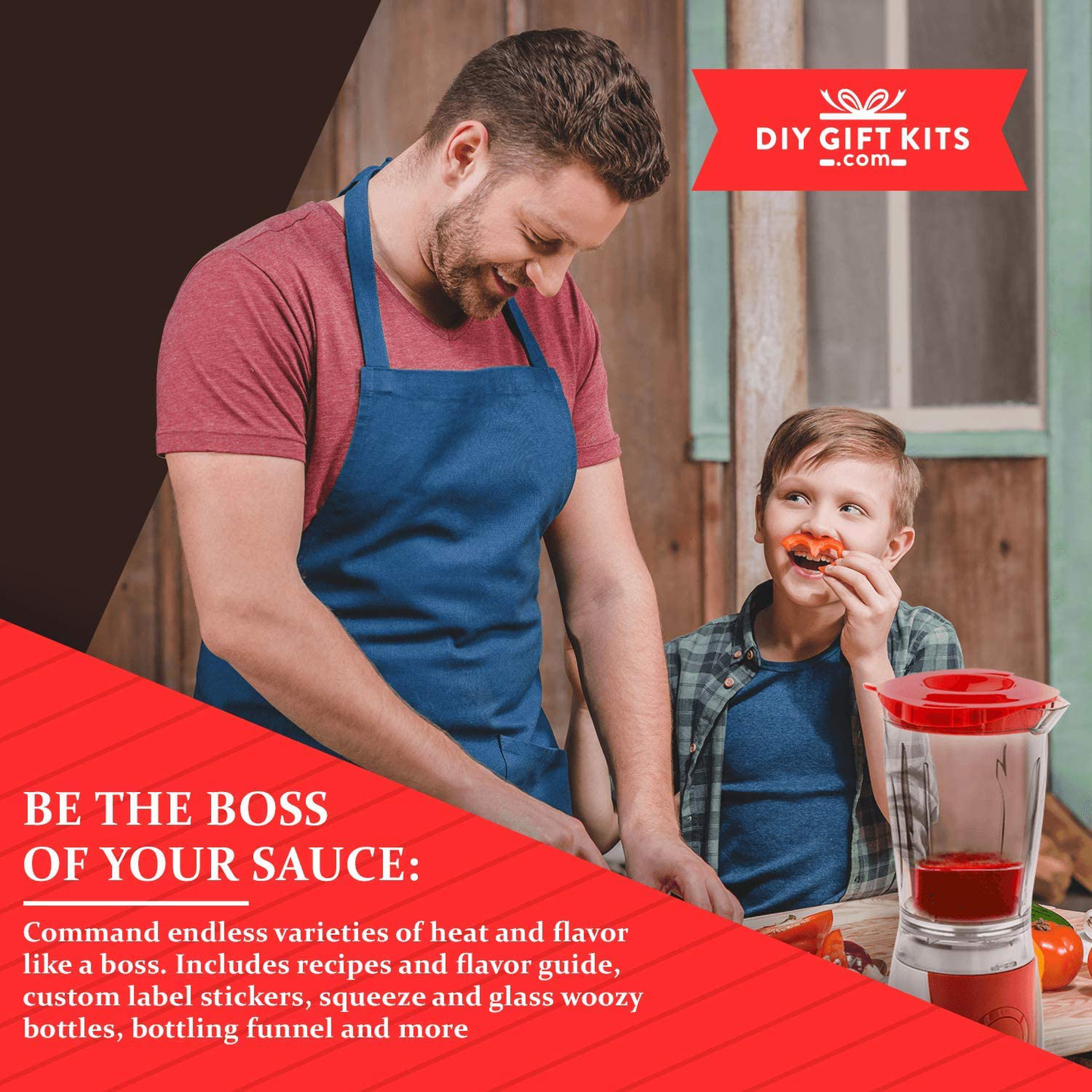 DIY Gift Kits Hot Sauce Making Kit, 26 Piece Set, Gourmet Spicy Gift Set for Men, Featuring 5Th Generation Heirloom Peppers & Spice Blends, Natural & GMO Free, Recipe Book, Storing Bottles