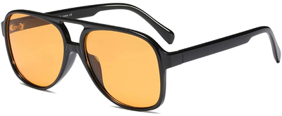Vintage Retro 70S Sunglasses for Women Men Classic Large Squared Aviator Frame UV400 Trendy Orange Glasses